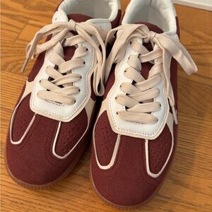 Women's Burgundy and White Sneakers